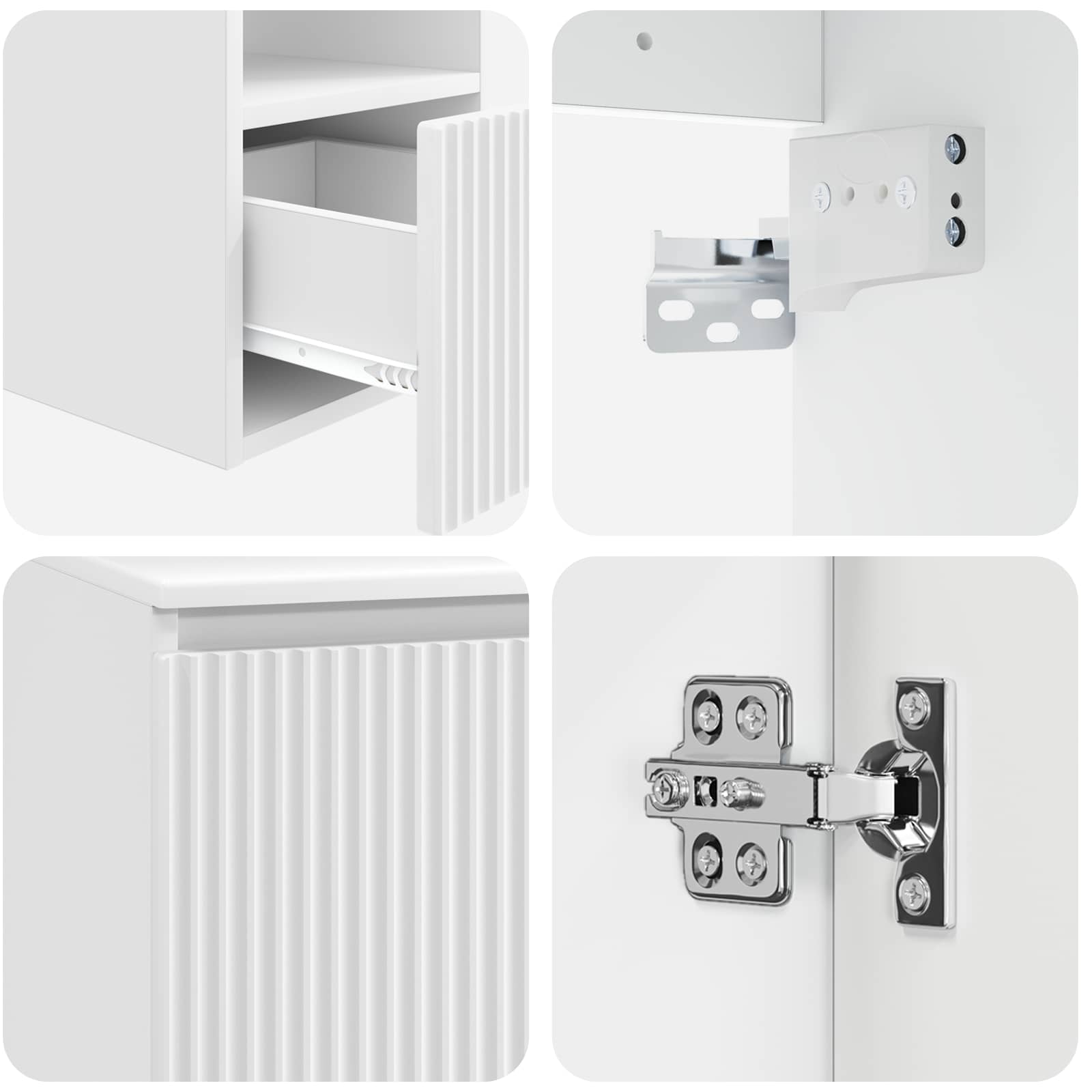 vidaXL Zestaw Szafek Łazienkowych 3 szt. Biały wysoki połysk