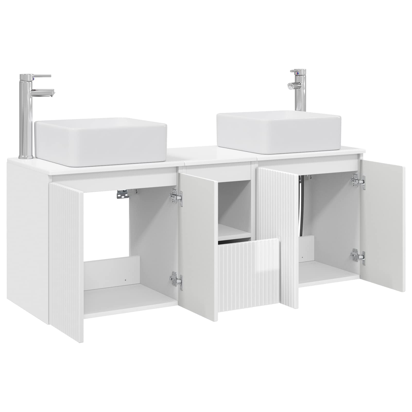 vidaXL Zestaw Szafek Łazienkowych 3 szt. Biały wysoki połysk