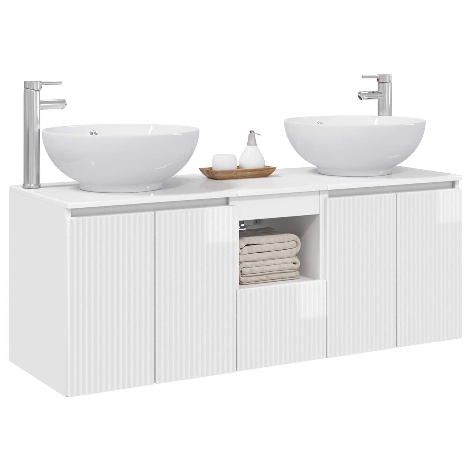 vidaXL Zestaw Szafek Łazienkowych 3 szt. Biały wysoki połysk