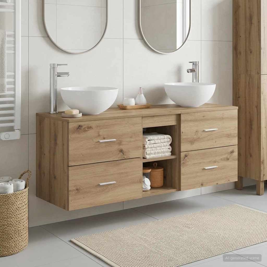 vidaXL Zestaw Szafek Łazienkowych 3 szt. Dąb artisan