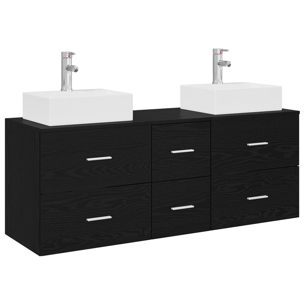vidaXL Zestaw Szafek Łazienkowych 3 szt. Czarny 49,5 x 41 x 62,5 cm