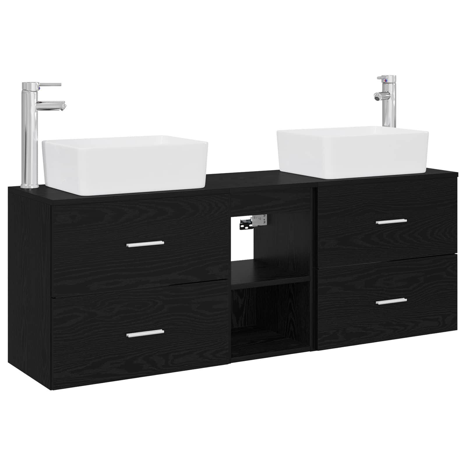 vidaXL Zestaw Szafek Łazienkowych 3 szt. Czarny 53 x 34,5 x 63 cm