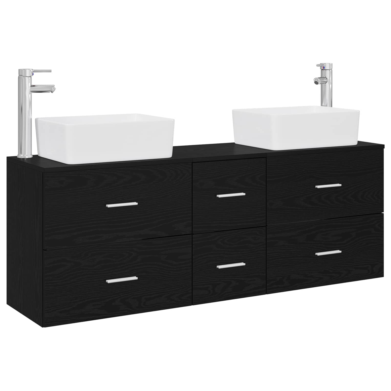 vidaXL Zestaw Szafek Łazienkowych 3 szt. Czarny 53 x 34,5 x 63 cm