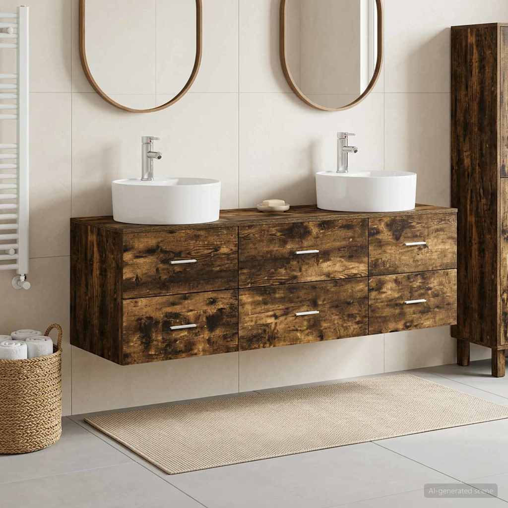 vidaXL Zestaw Szafek Łazienkowych 3 szt. Dąb wędzony