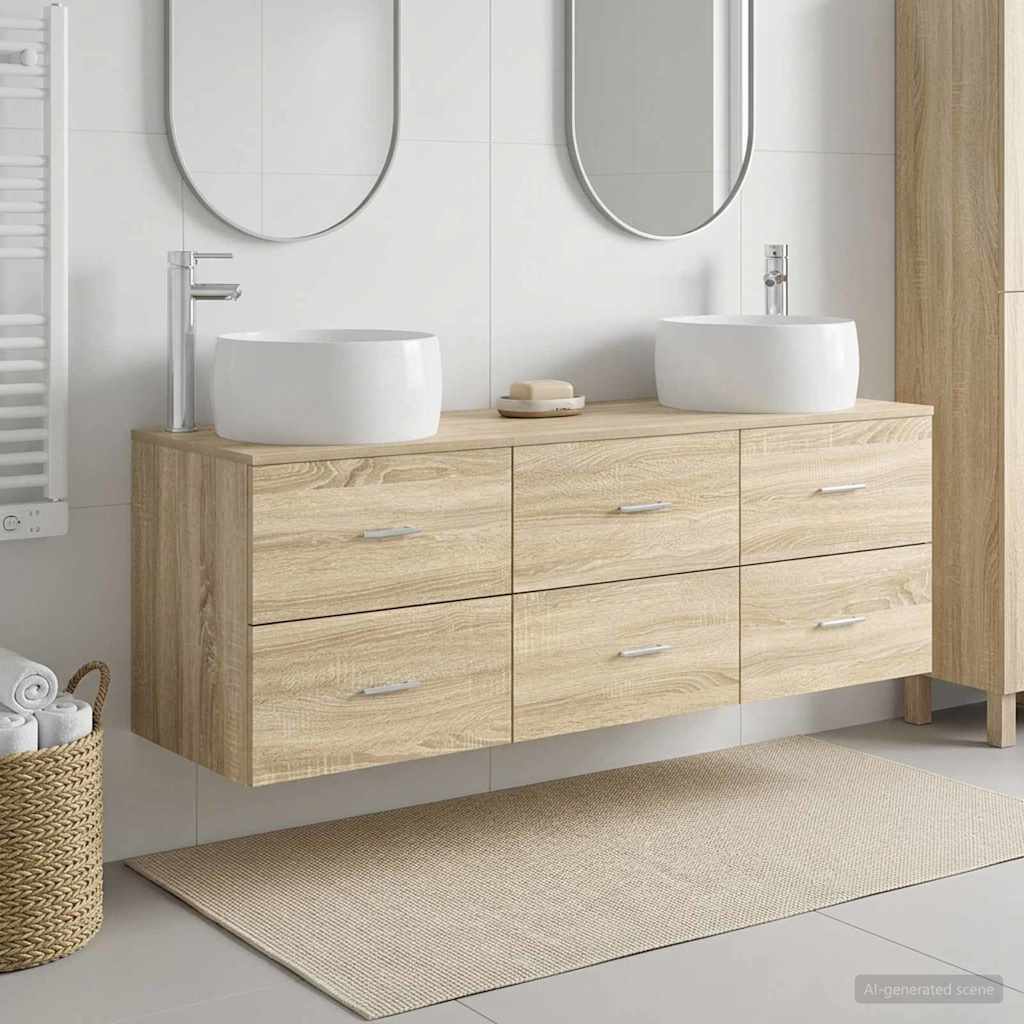 vidaXL Zestaw mebli łazienkowych 3 szt. dąb Sonoma 49,5 x 44,5 x 66 cm