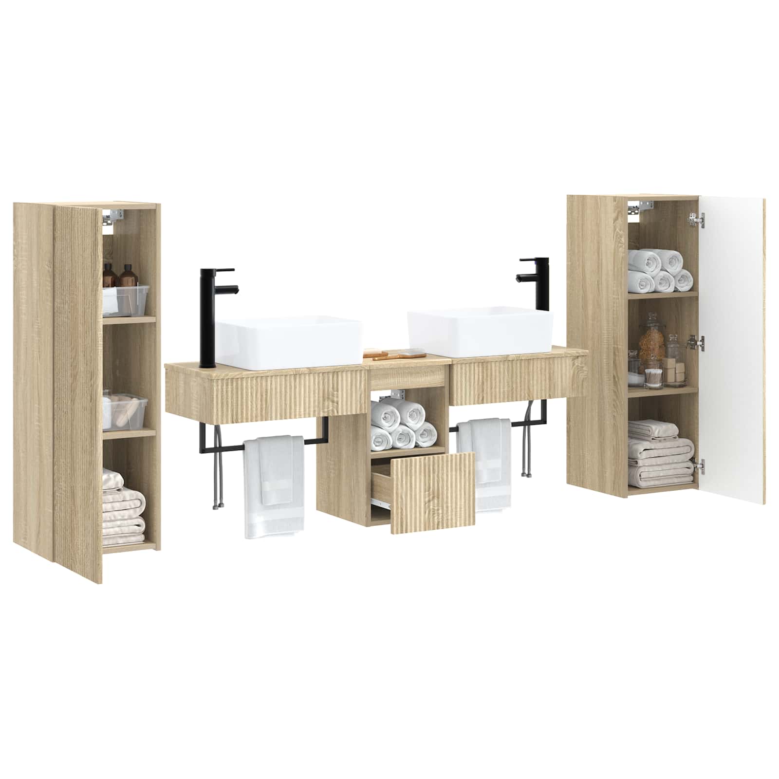 vidaXL Zestaw mebli łazienkowych 5 szt. dąb Sonoma 33 x 34,5 x 100 cm