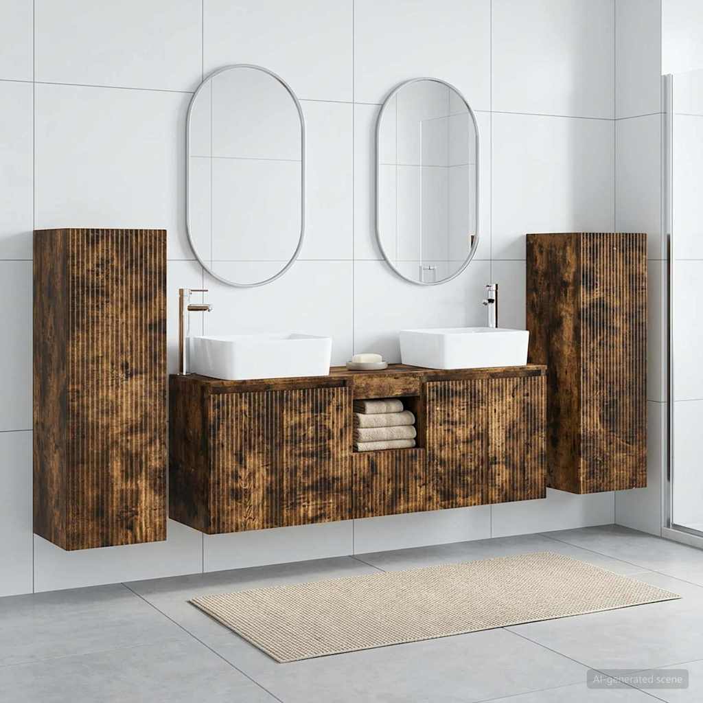 vidaXL Zestaw mebli łazienkowych 5 szt. Dąb wędzony 33 x 34,5 x 100 cm