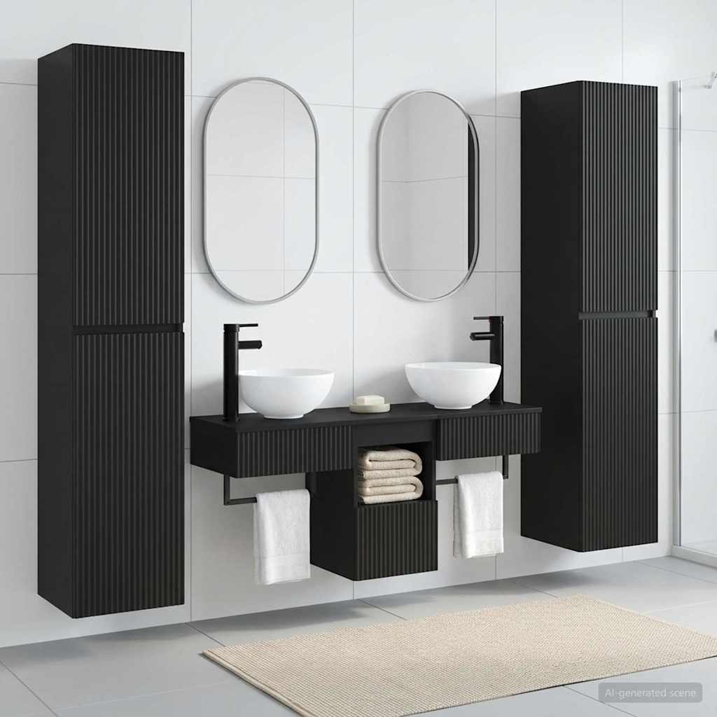 vidaXL Zestaw mebli łazienkowych 5 szt. Czarny 33 x 34,5 x 160 cm