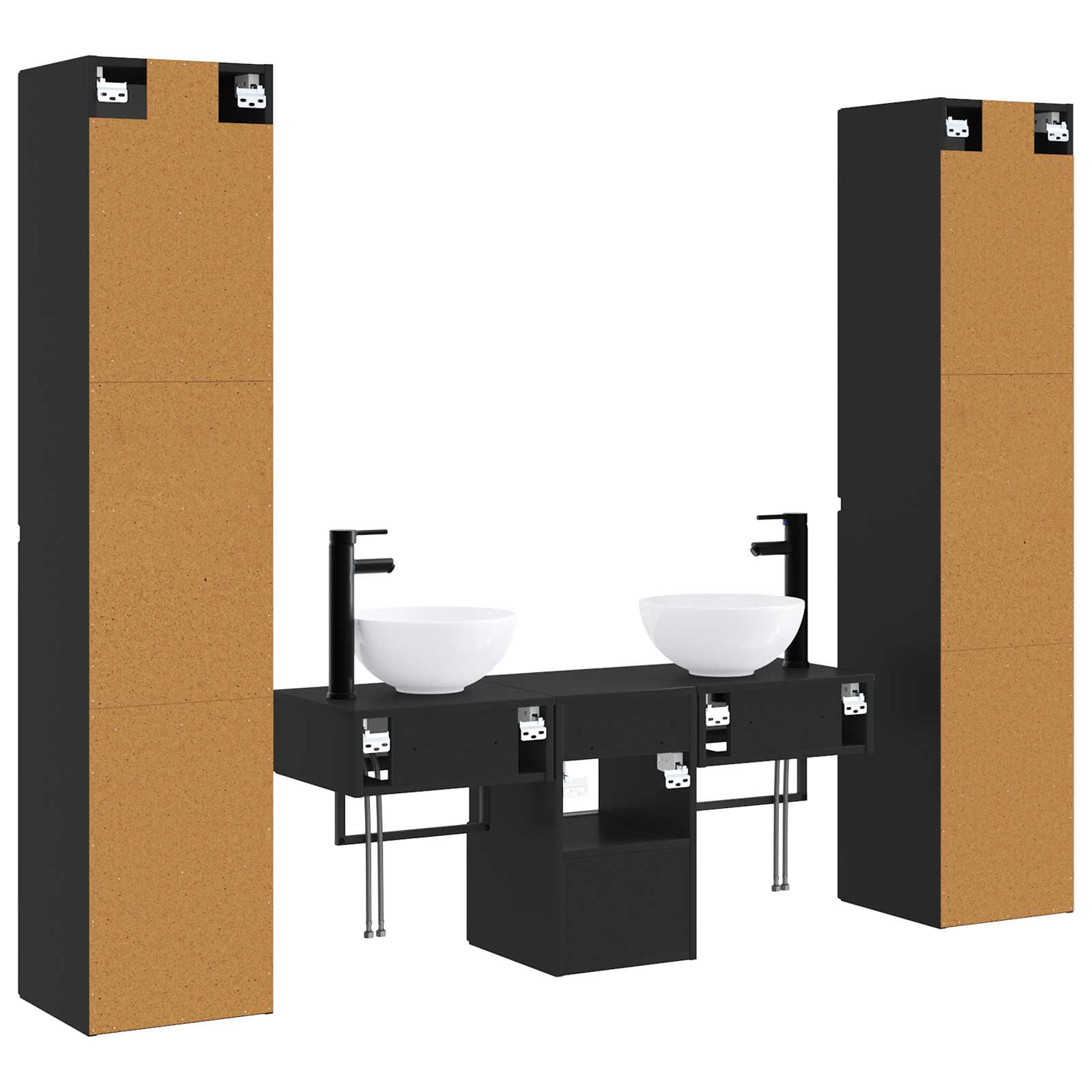 vidaXL Zestaw mebli łazienkowych 5 szt. Czarny 33 x 34,5 x 160 cm