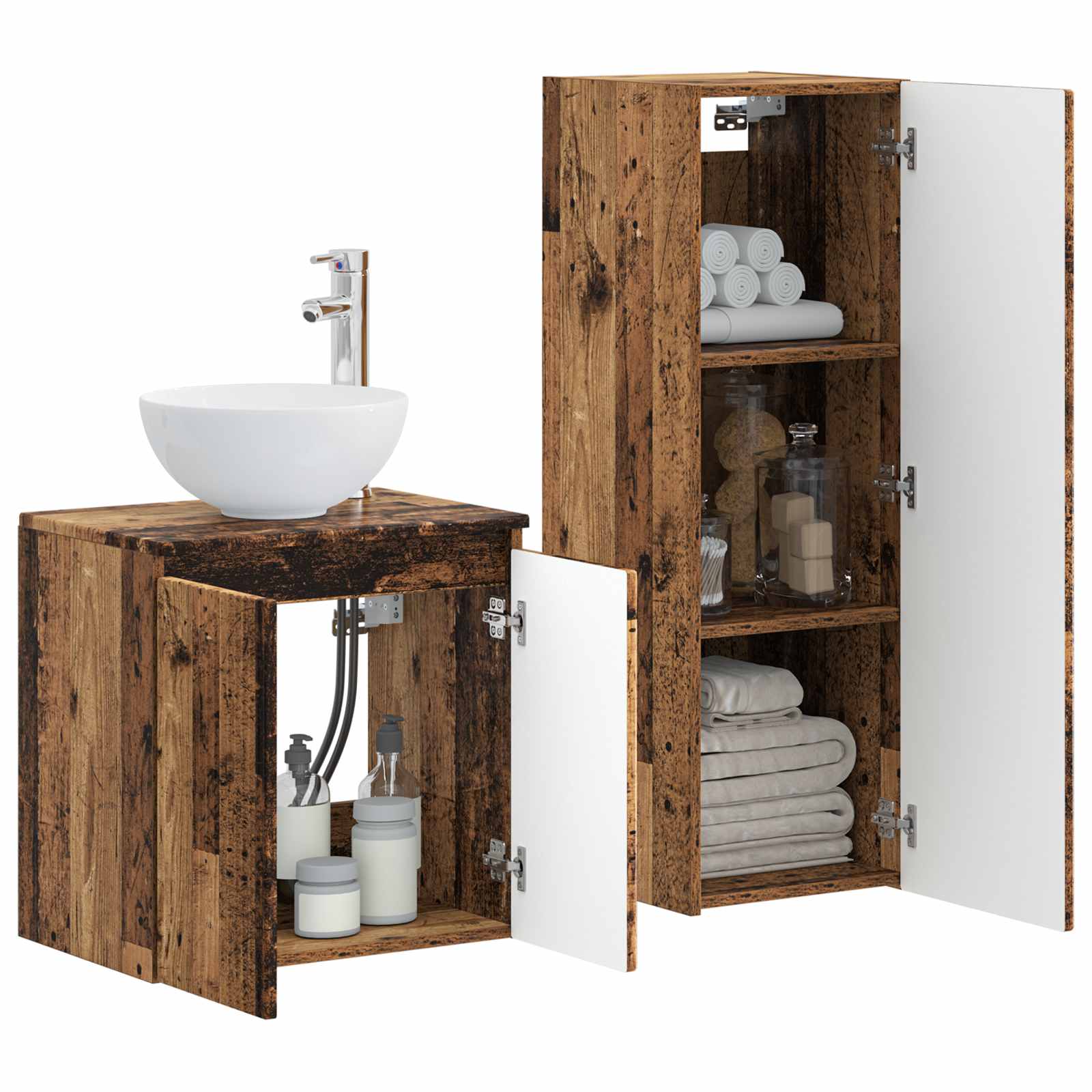 vidaXL Zestaw mebli łazienkowych 2 szt. Stare drewno