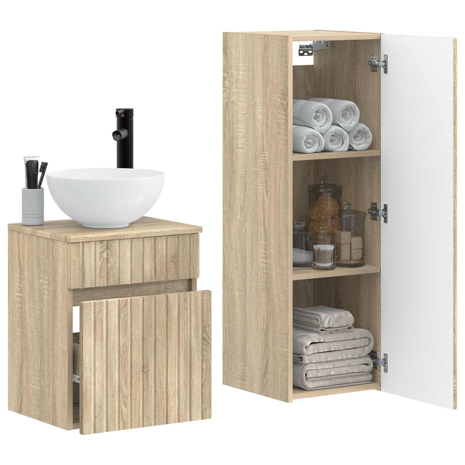 vidaXL Zestaw mebli łazienkowych 2 szt. dąb Sonoma 33 x 34,5 x 100 cm