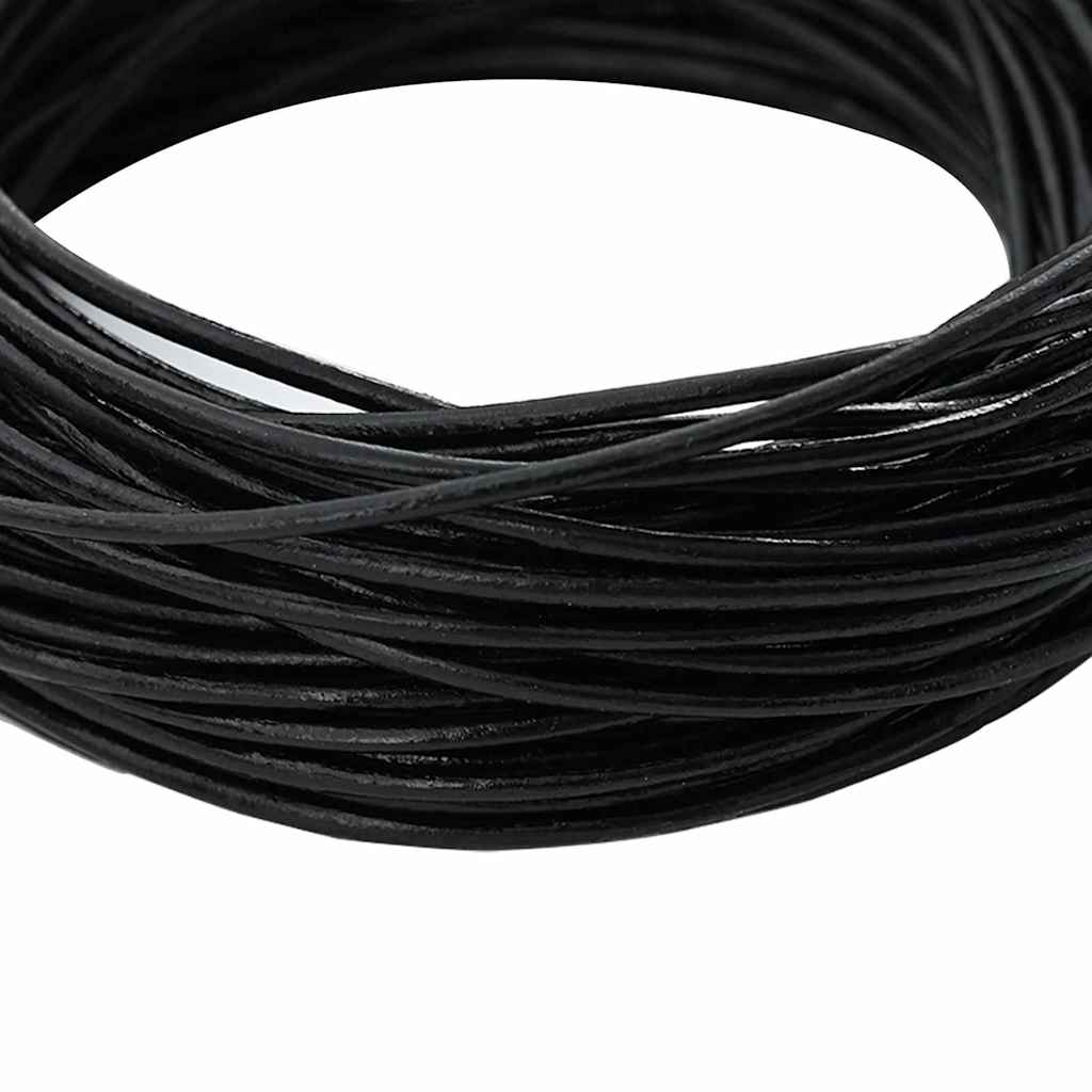 vidaXL Sznur skórzany Czarny Ø1 mm x 10 m Skóra