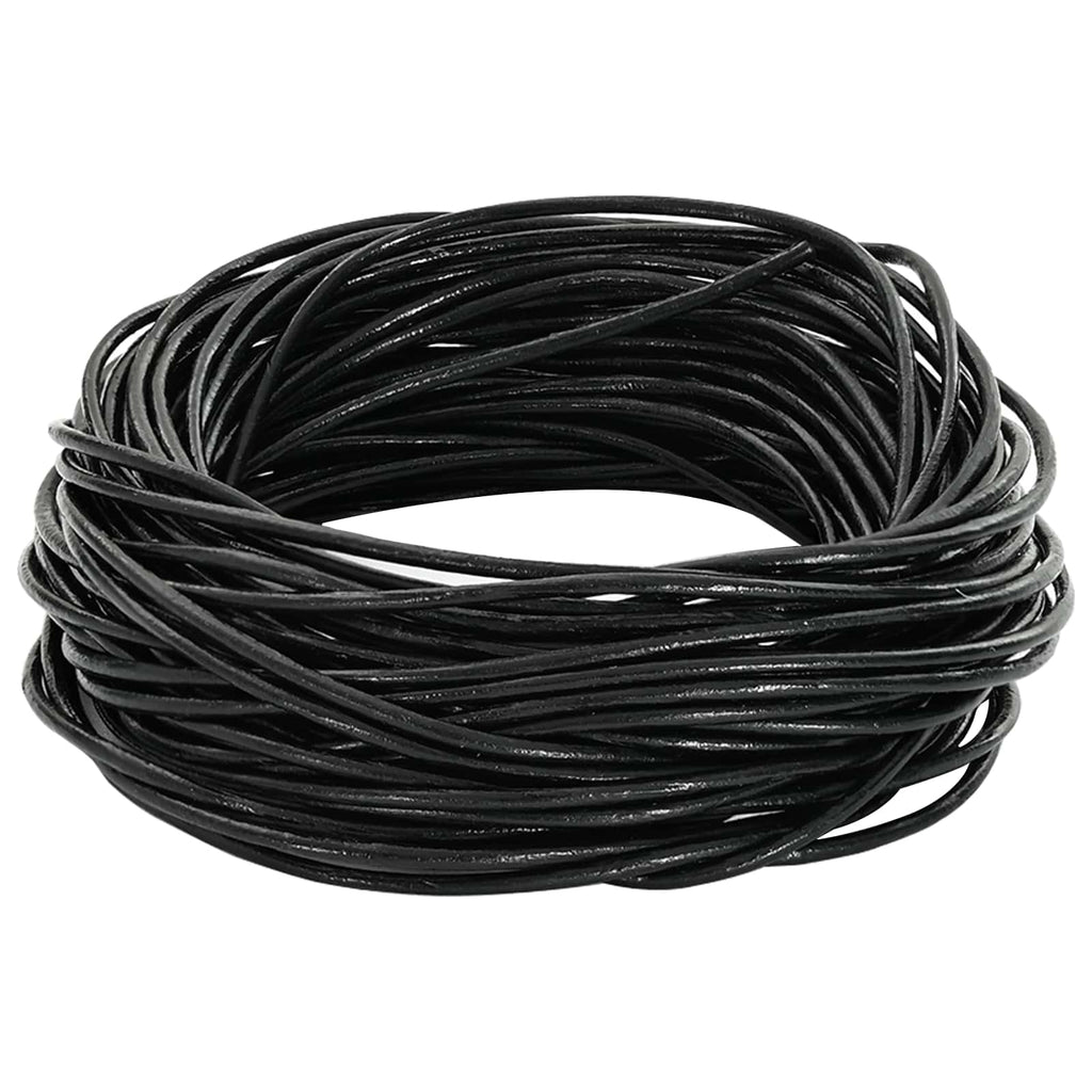 vidaXL Sznur skórzany Czarny Ø1 mm x 50 m Skóra