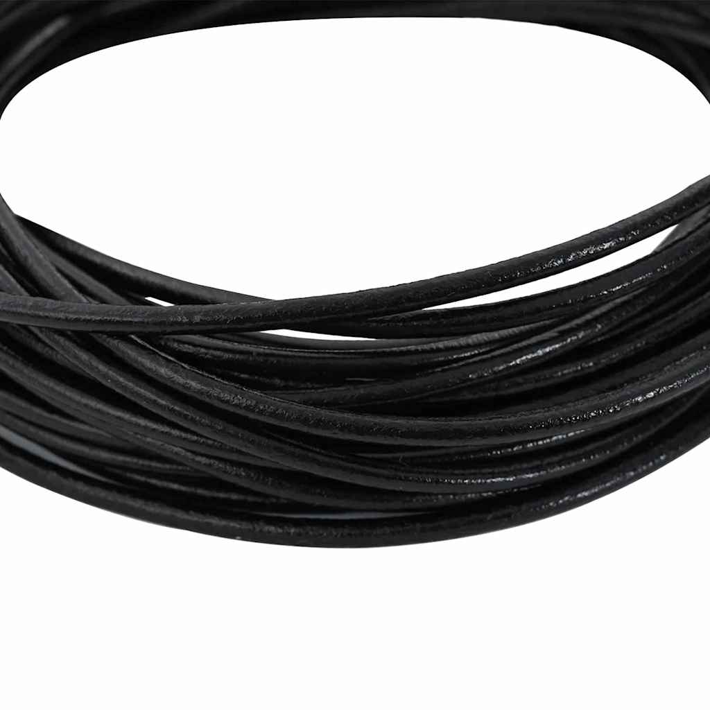vidaXL Sznur skórzany Czarny Ø2,5 mm x 5 m Skóra