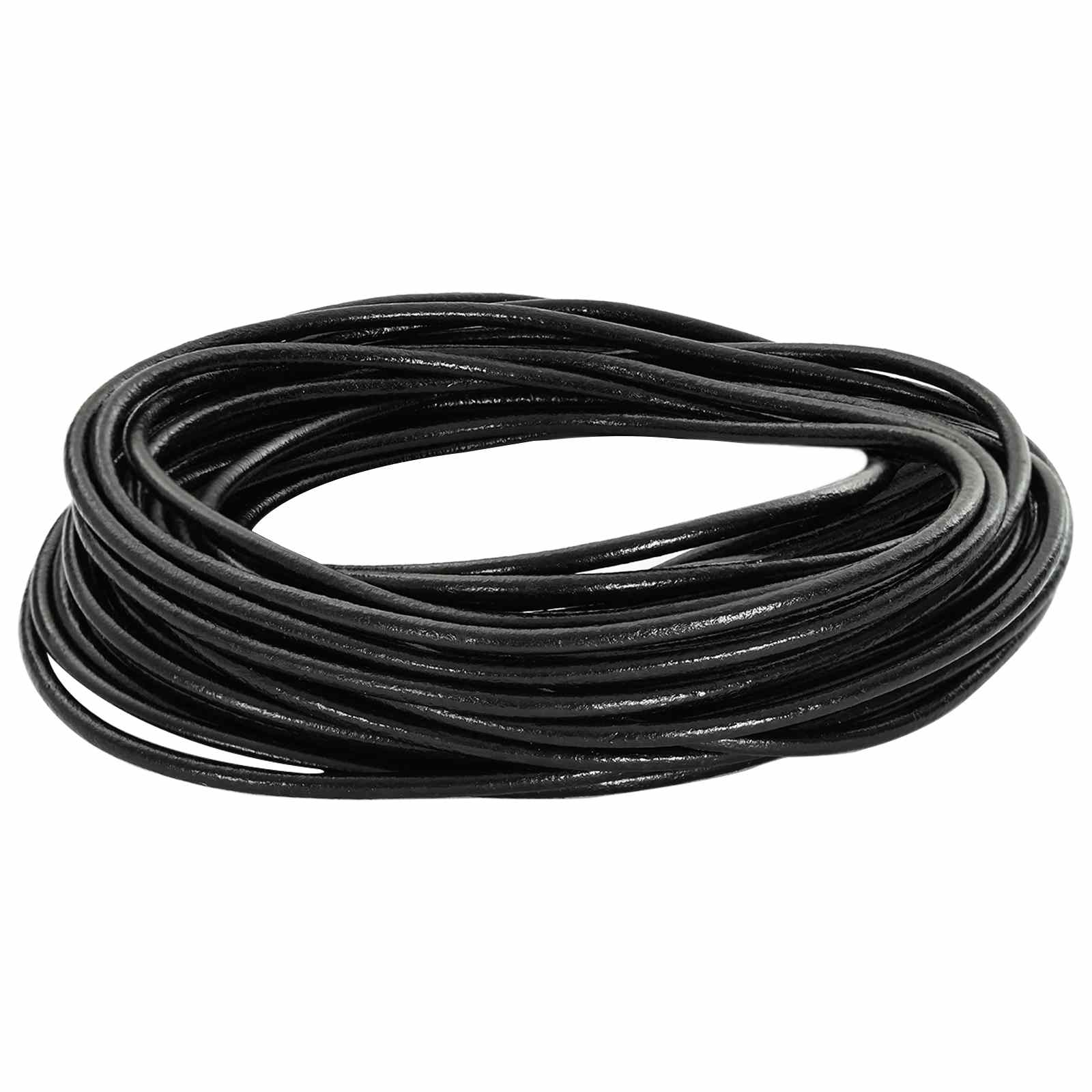vidaXL Sznur skórzany Czarny Ø3 mm x 5 m Skóra