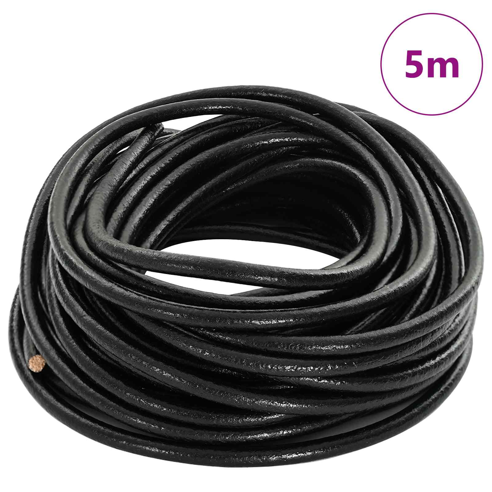 vidaXL Sznur skórzany Czarny Ø4 mm x 5 m Skóra