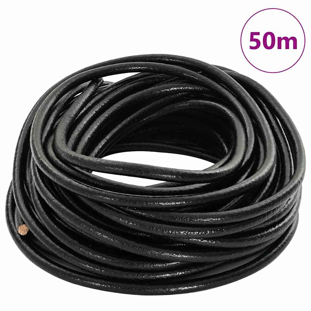 vidaXL Sznur skórzany Czarny Ø5 mm x 50 m Skóra