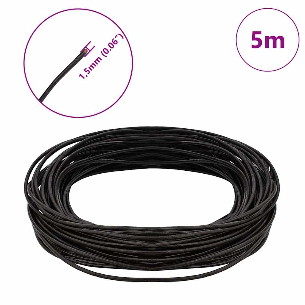 vidaXL Sznur skórzany Ciemny brąz Ø1,5 mm x 5 m Skóra
