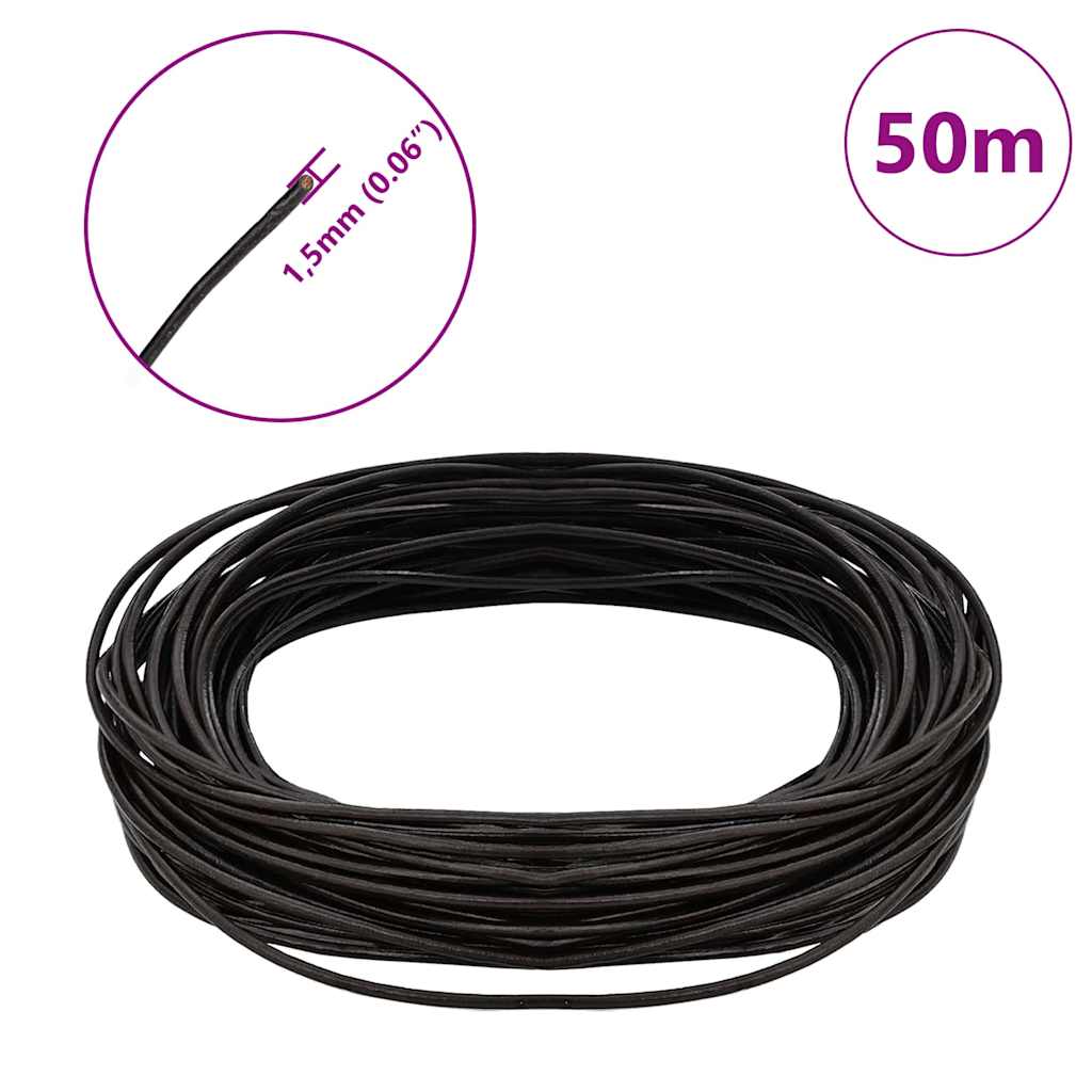 vidaXL Sznur skórzany Ciemny brąz Ø1,5 mm x 50 m Skóra