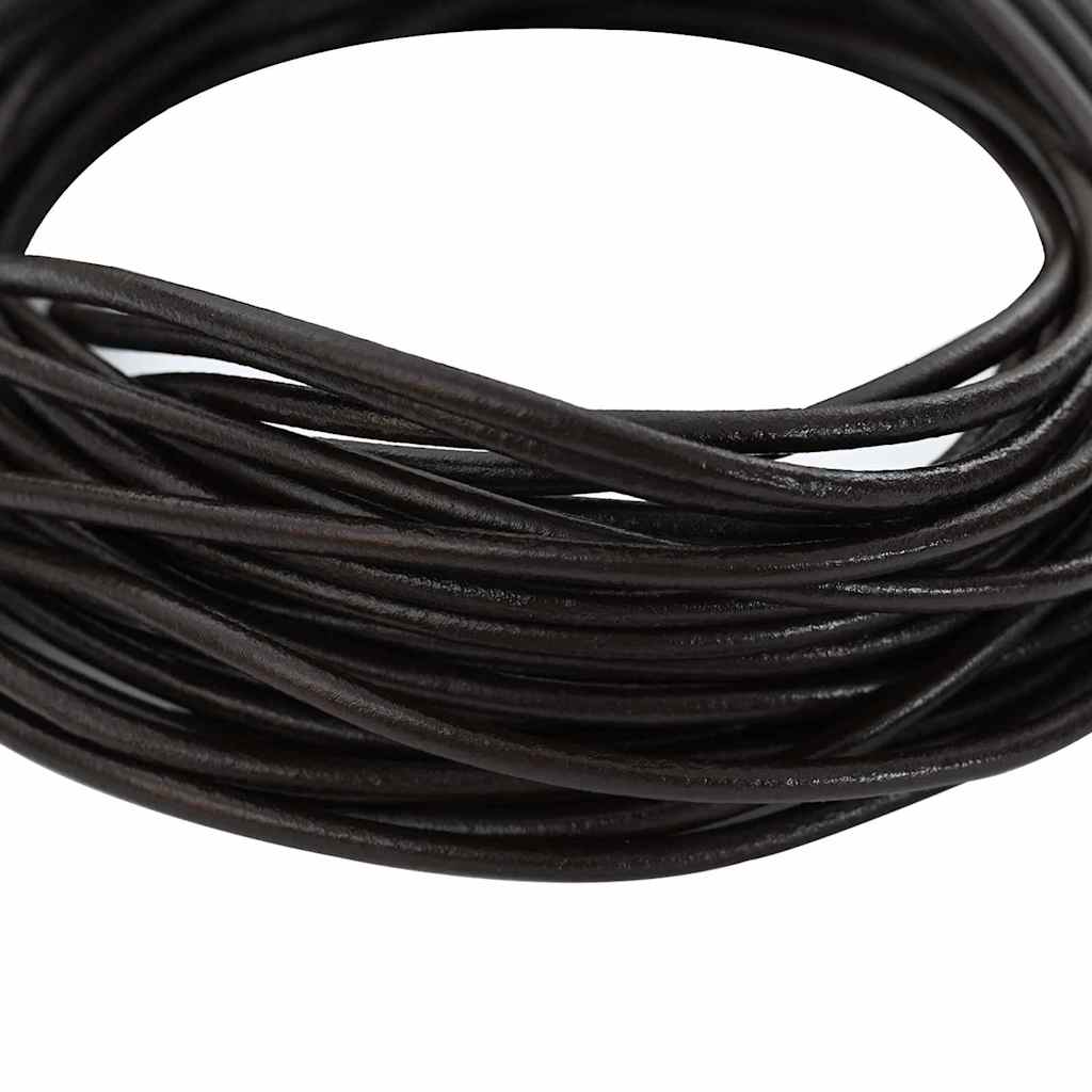 vidaXL Sznur skórzany Ciemny brąz Ø2,5 mm x 5 m Skóra