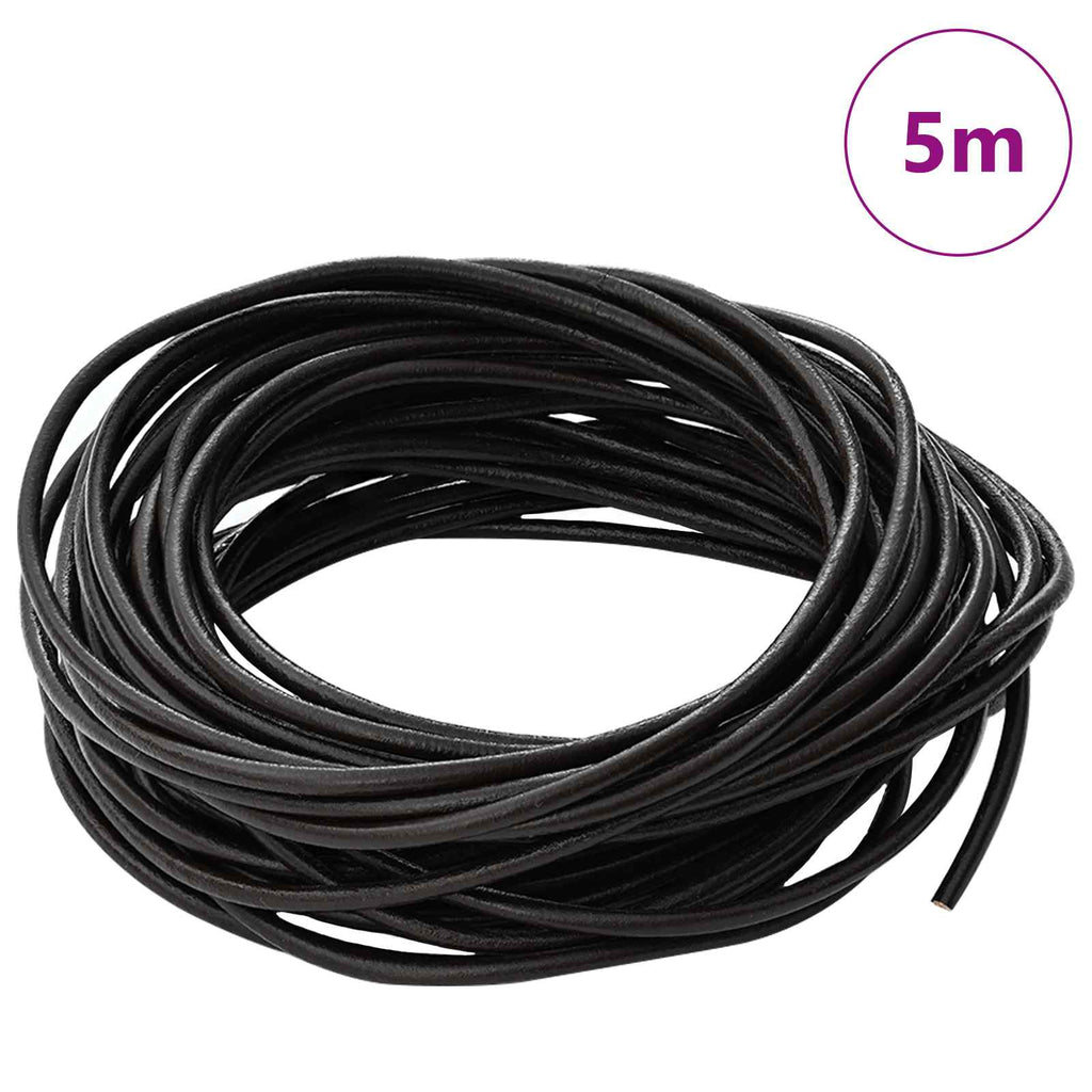 vidaXL Sznur skórzany Ciemny brąz Ø2,5 mm x 5 m Skóra