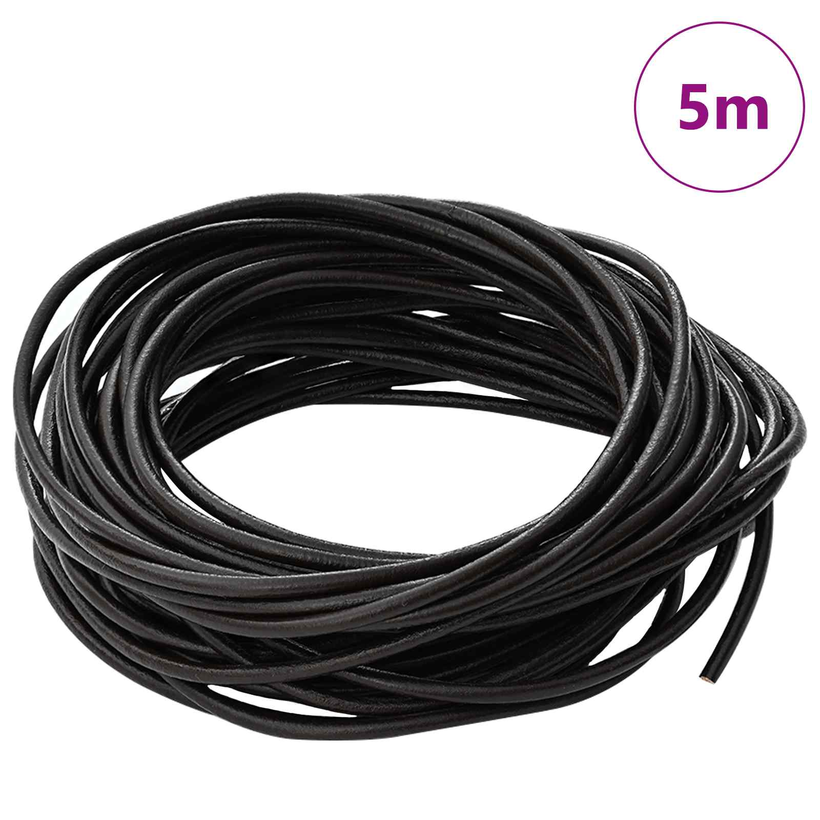 vidaXL Sznur skórzany Ciemny brąz Ø2,5 mm x 5 m Skóra