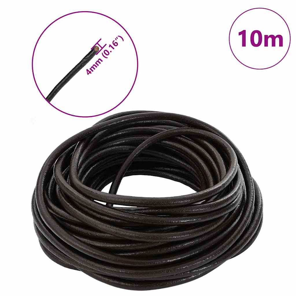 vidaXL Sznur skórzany Ciemny brąz Ø4 mm x 10 m Skóra