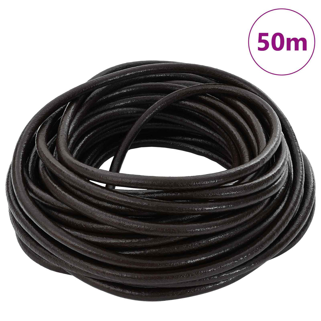 vidaXL Sznur skórzany Ciemny brąz Ø4 mm x 50 m Skóra