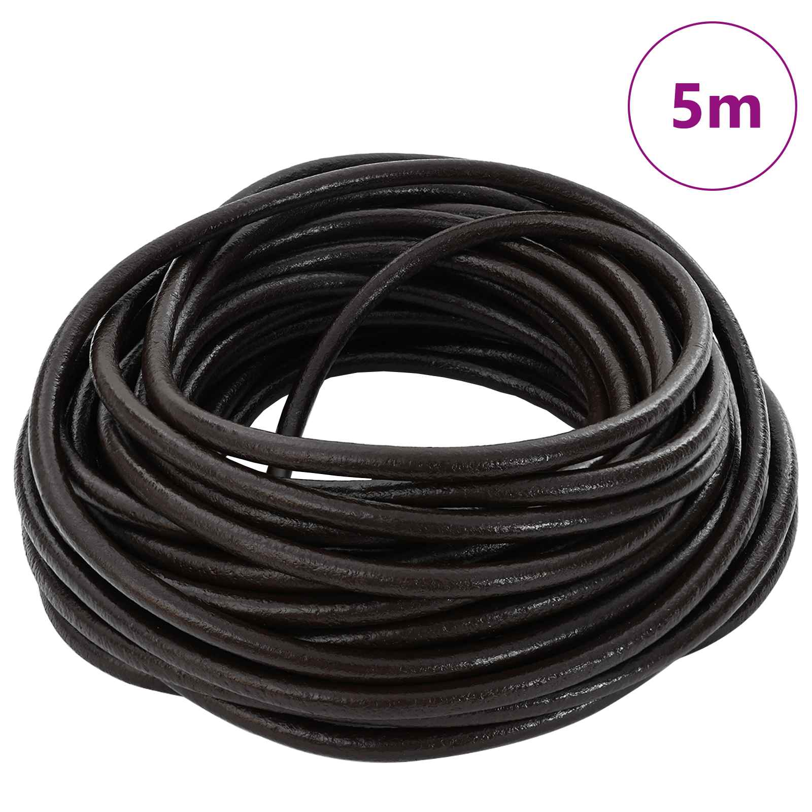 vidaXL Sznur skórzany Ciemny brąz Ø5 mm x 5 m Skóra