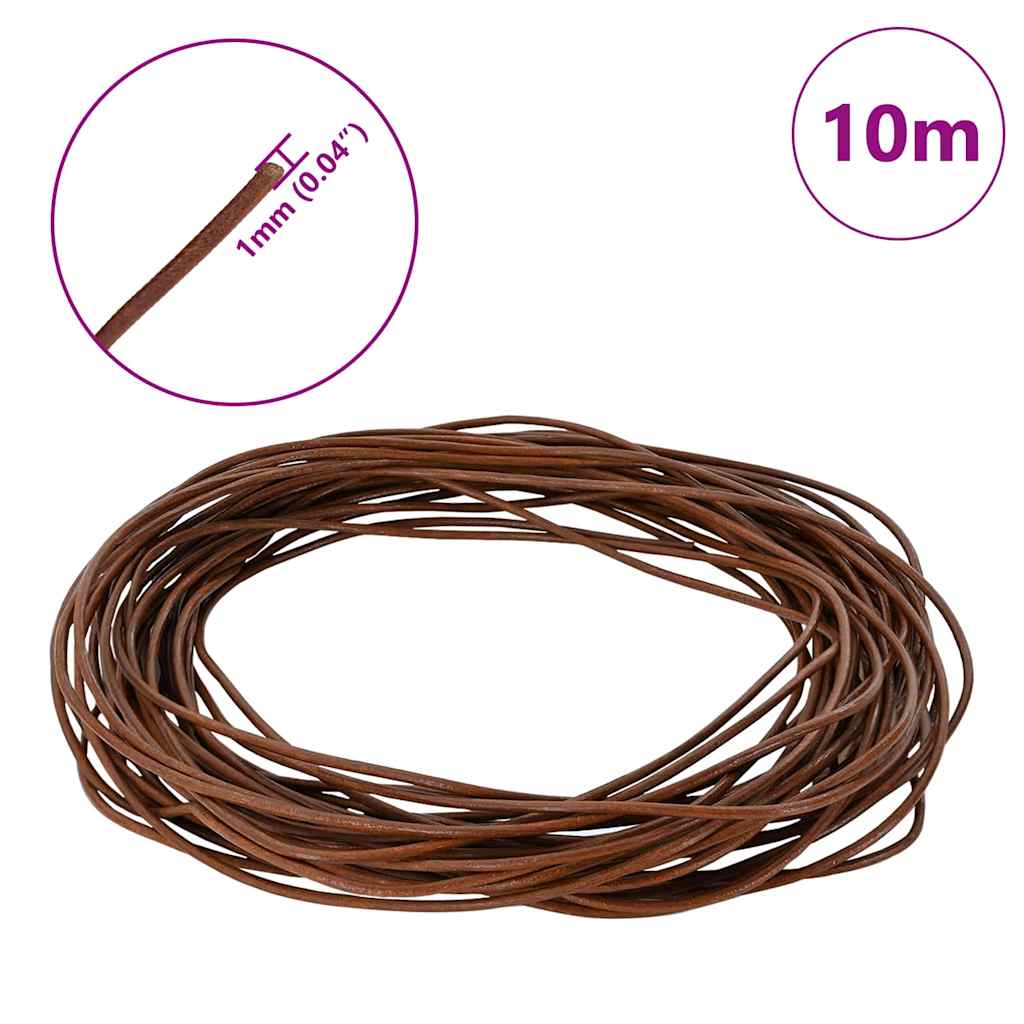 vidaXL Sznur skórzany Jasny Brąz Ø1 mm x 10 m Skóra