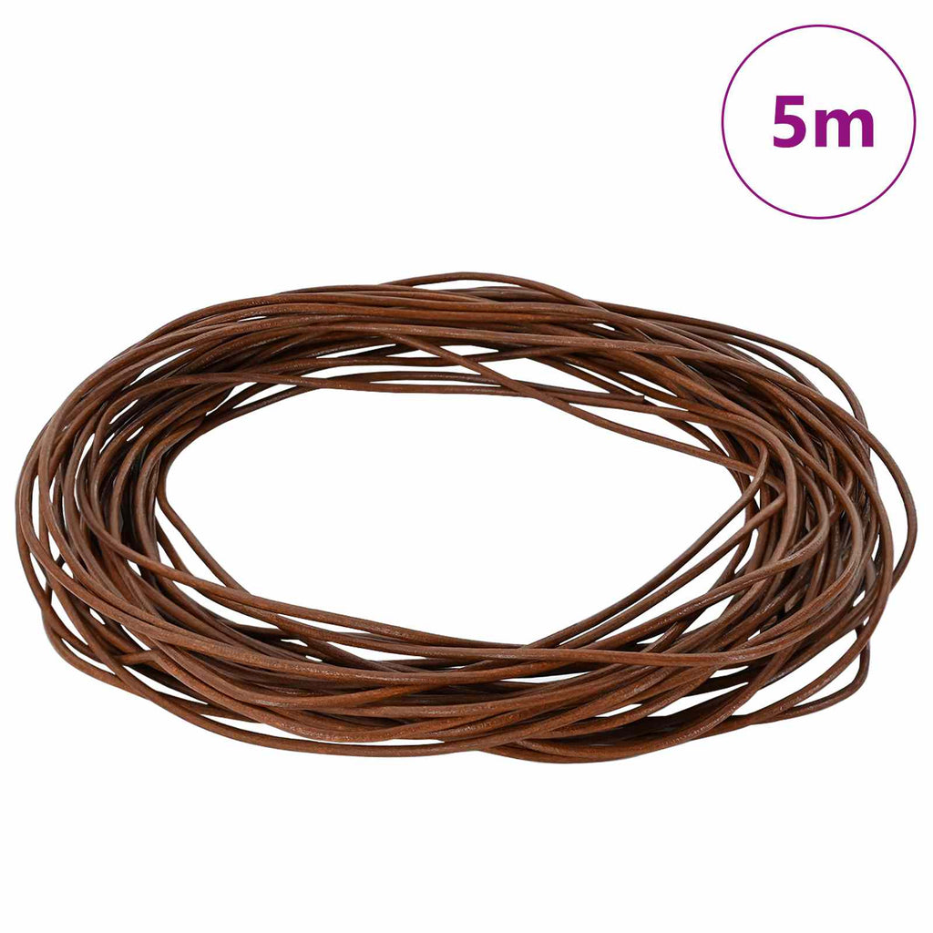 vidaXL Sznur skórzany Jasny Brąz Ø1,5 mm x 5 m Skóra