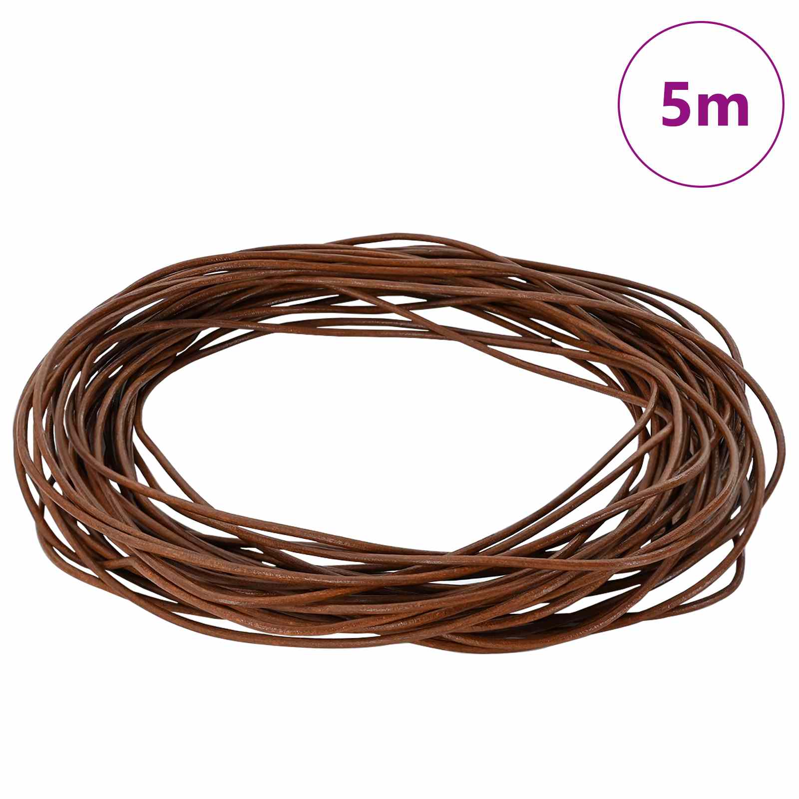 vidaXL Sznur skórzany Jasny Brąz Ø1,5 mm x 5 m Skóra