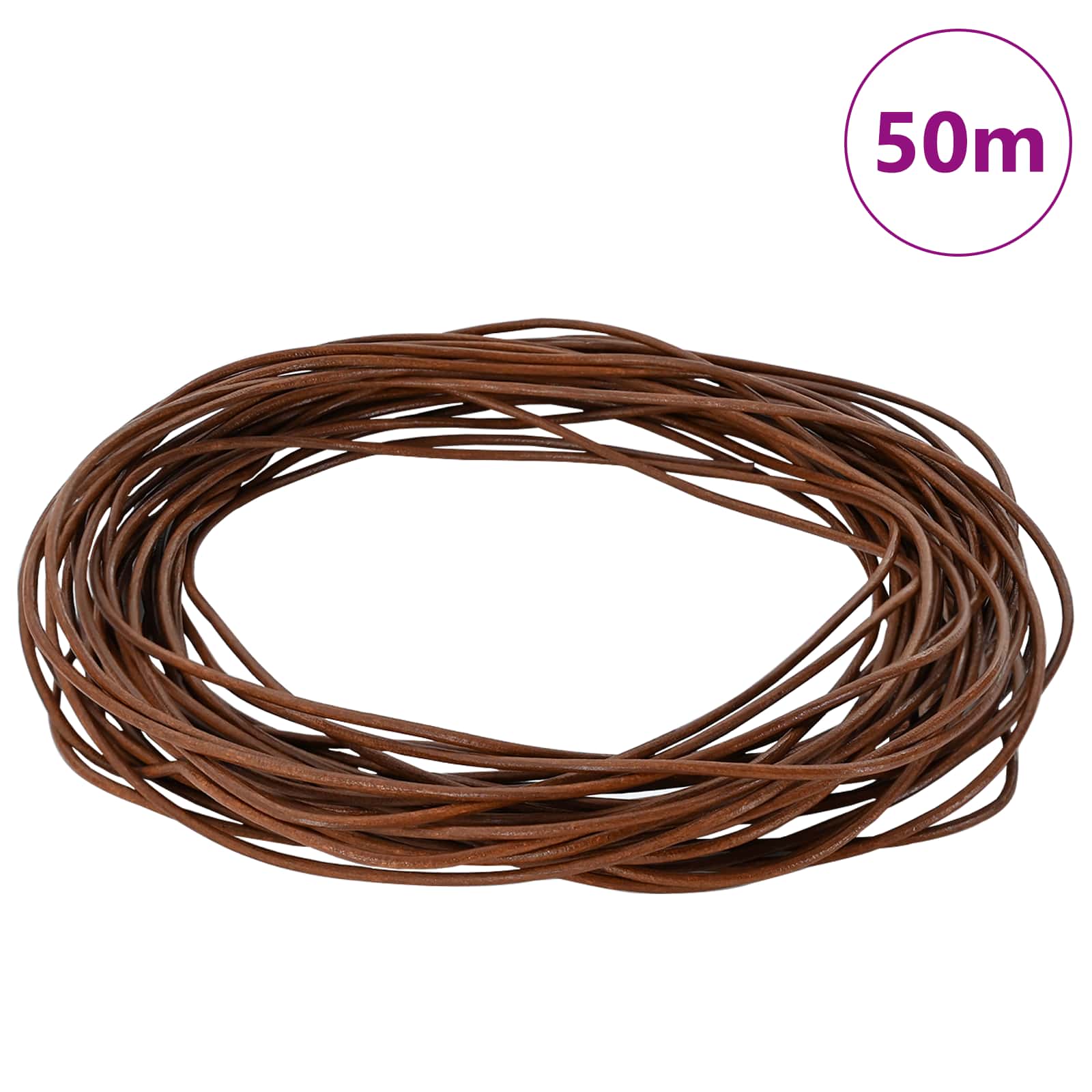 vidaXL Sznur skórzany Jasny Brąz Ø1,5 mm x 50 m Skóra
