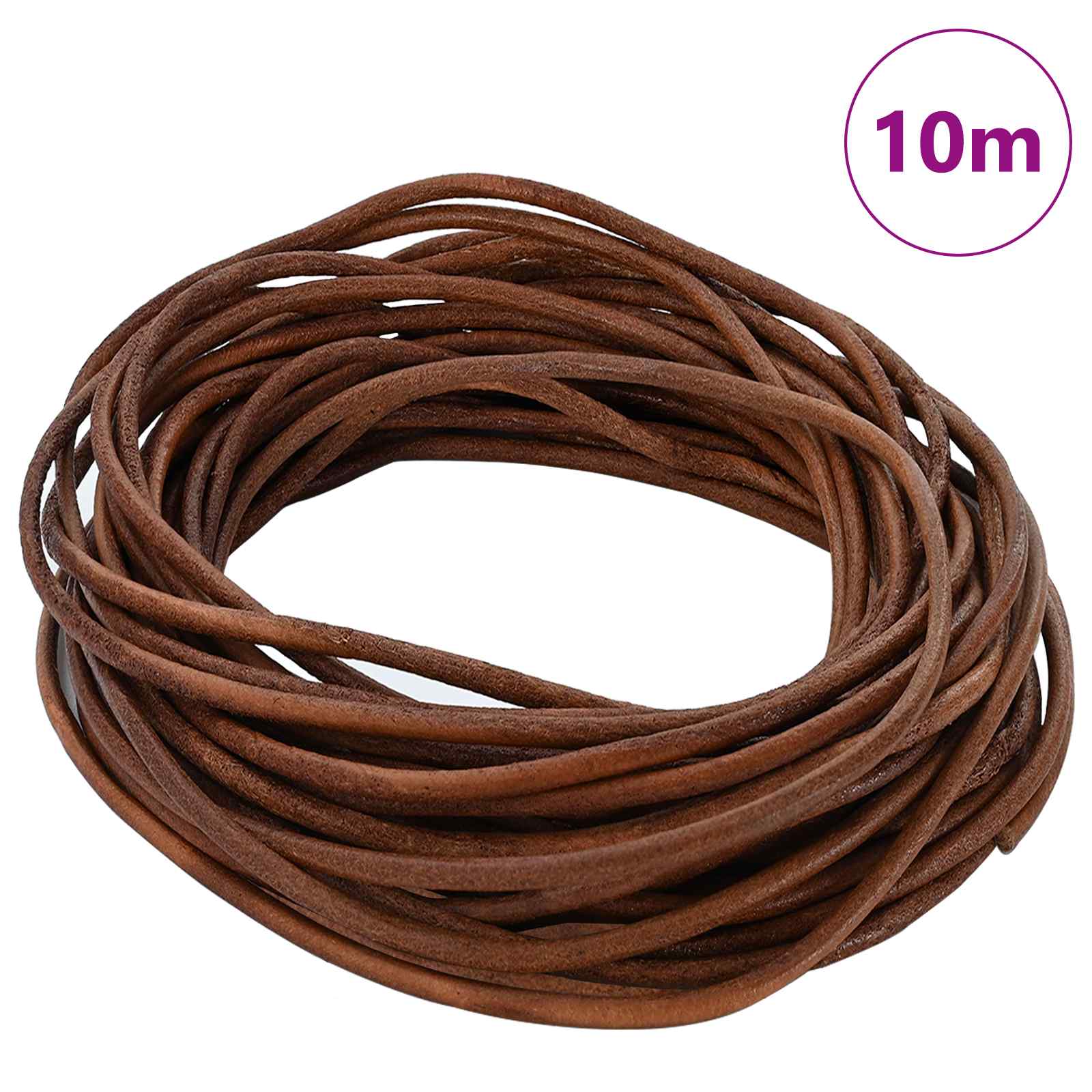 vidaXL Sznur skórzany Jasny Brąz Ø2,5 mm x 10 m Skóra