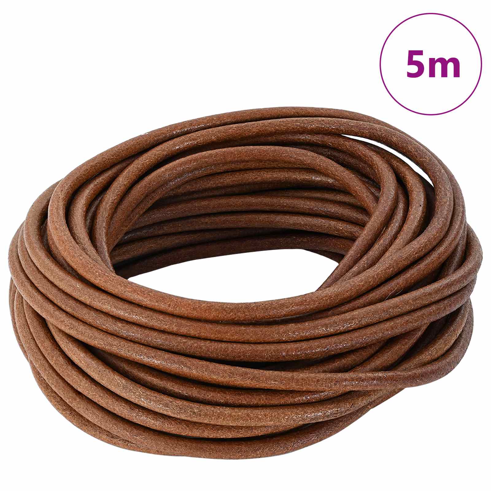 vidaXL Sznur skórzany Jasny Brąz Ø4 mm x 5 m Skóra