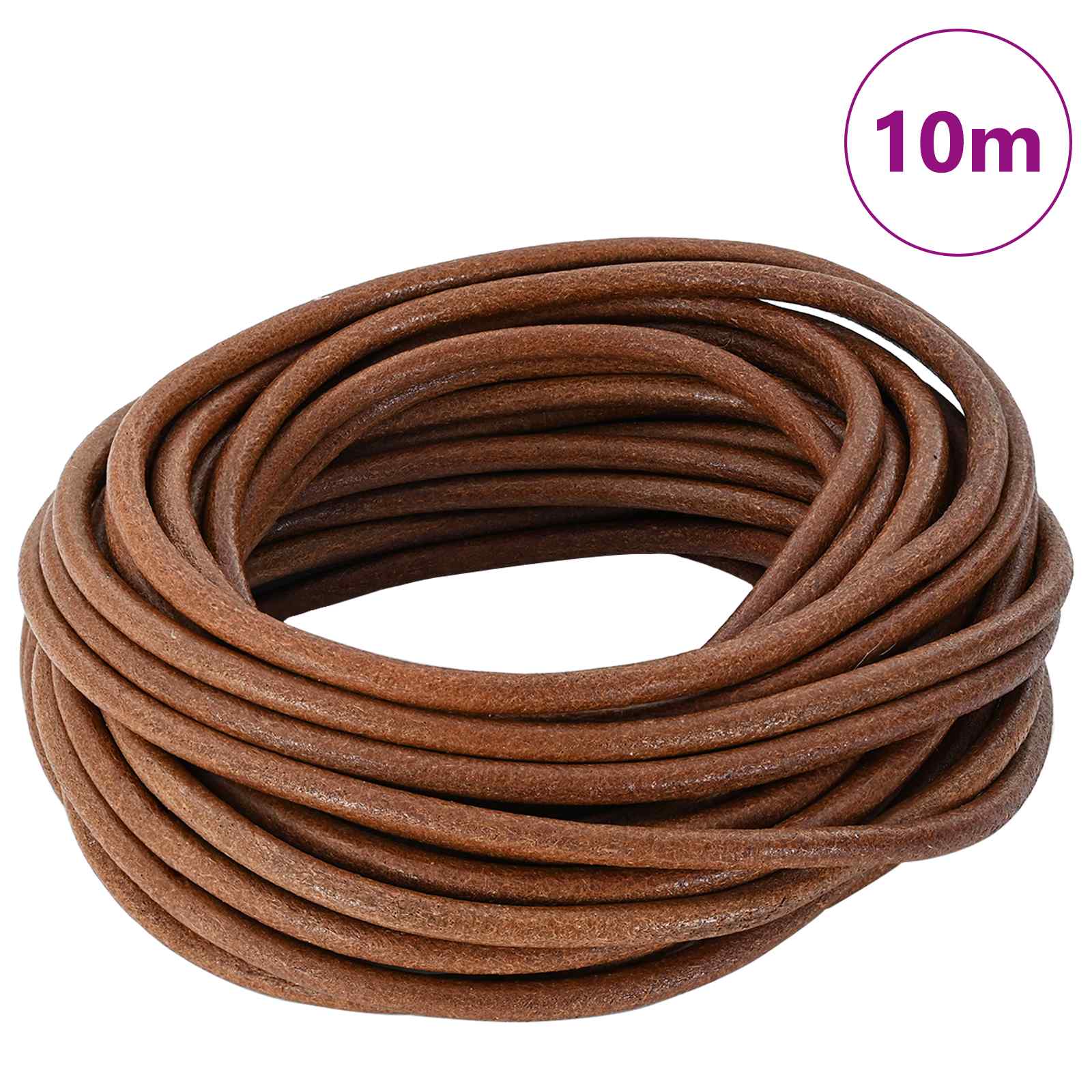 vidaXL Sznur skórzany Jasny Brąz Ø5 mm x 10 m Skóra