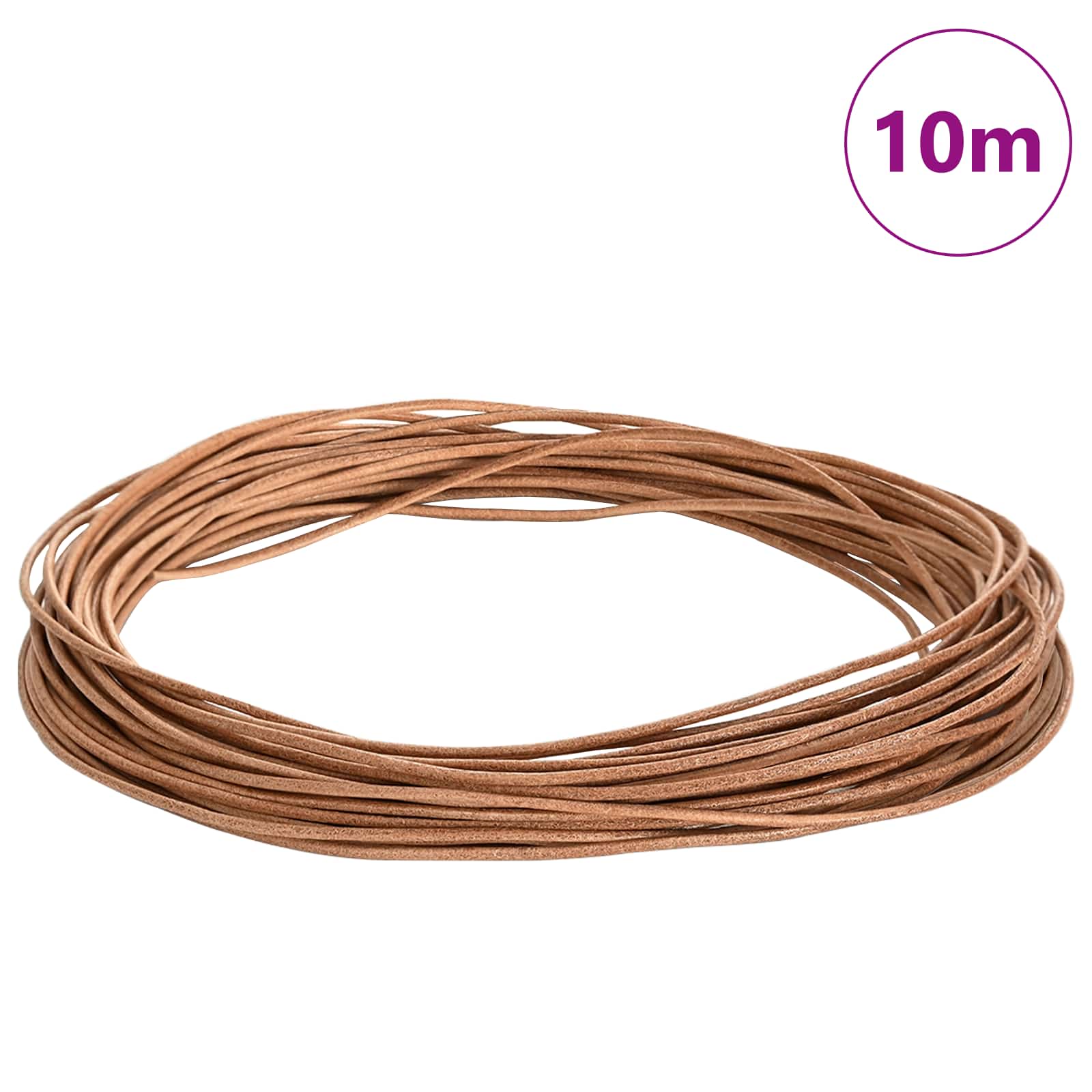 vidaXL Sznur skórzany Brązowy Ø1 mm x 10 m Skóra