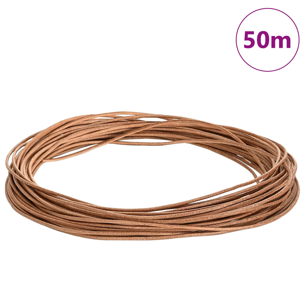vidaXL Sznur skórzany Brązowy Ø1,5 mm x 50 m Skóra