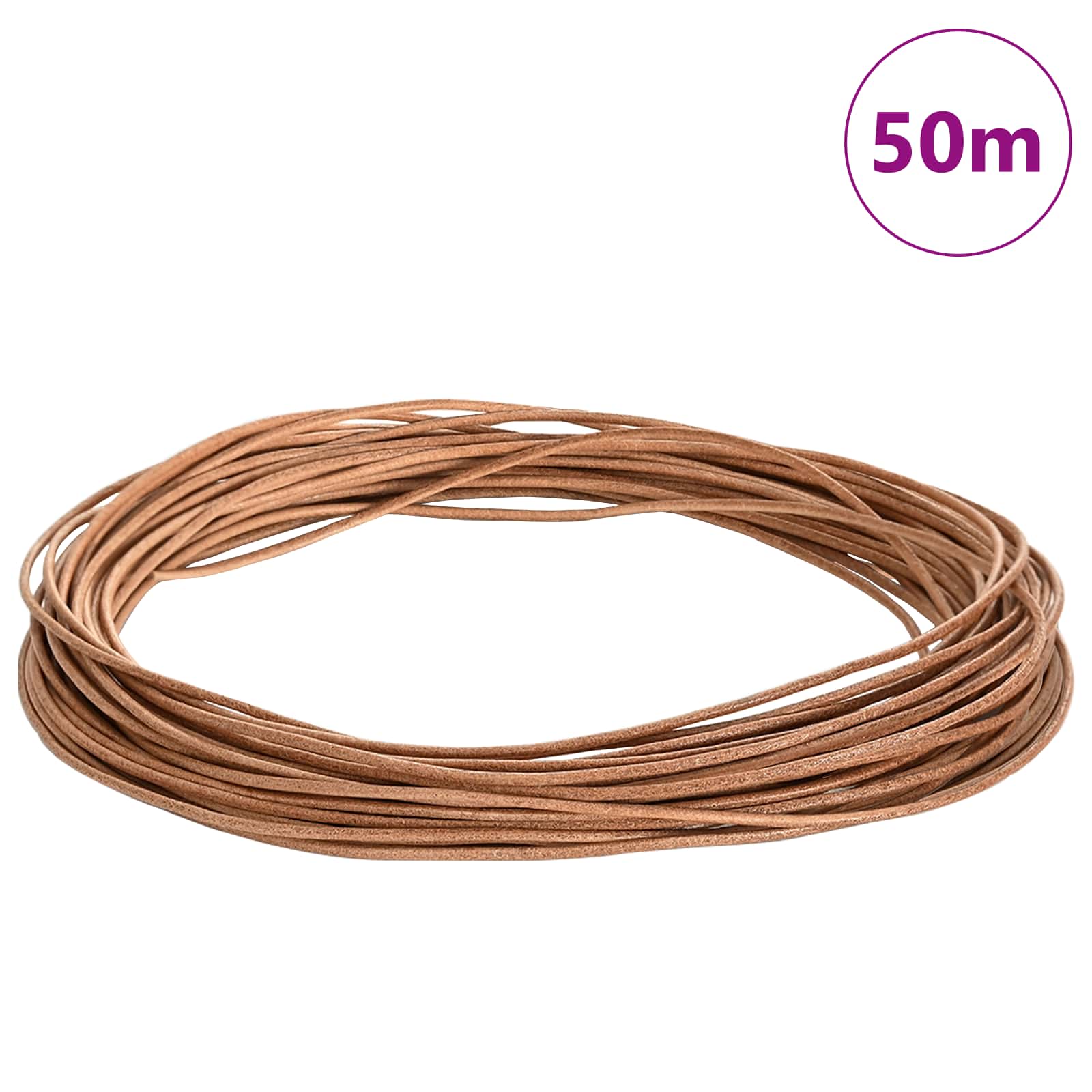 vidaXL Sznur skórzany Brązowy Ø1,5 mm x 50 m Skóra