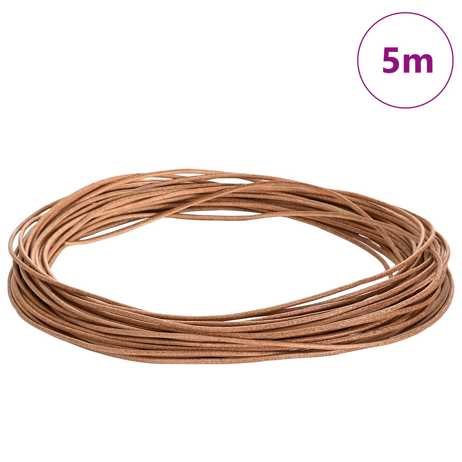 vidaXL Sznur skórzany Brązowy Ø2 mm x 5 m Skóra