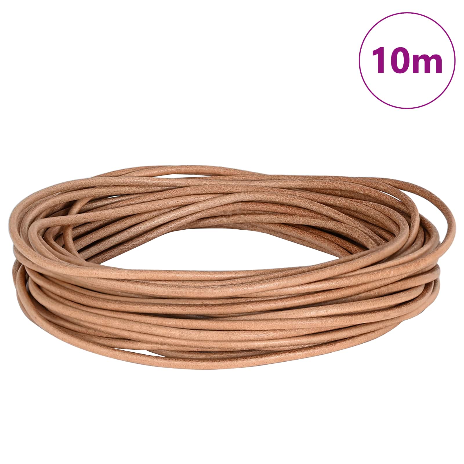 vidaXL Sznur skórzany Brązowy Ø2,5 mm x 10 m Skóra