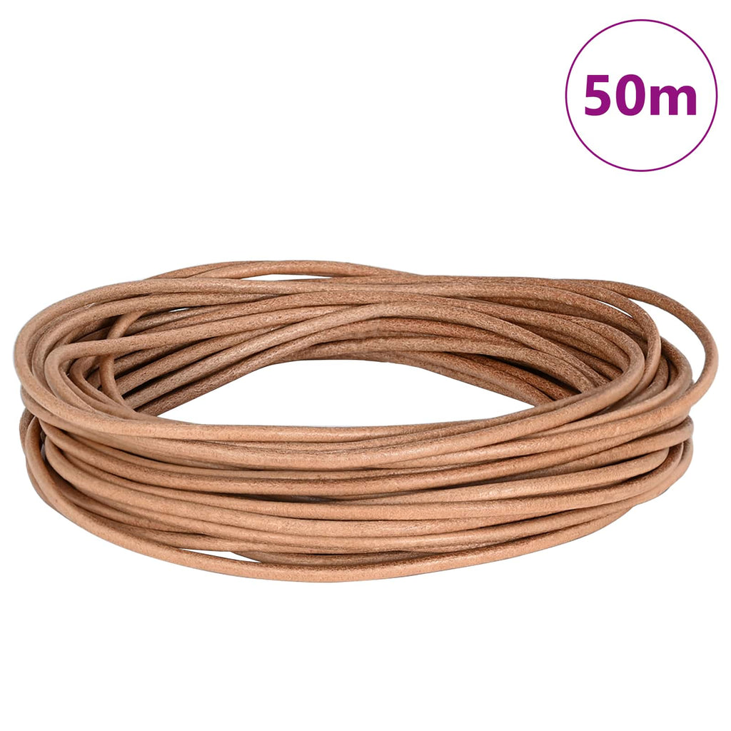 vidaXL Sznur skórzany Brązowy Ø3 mm x 50 m Skóra