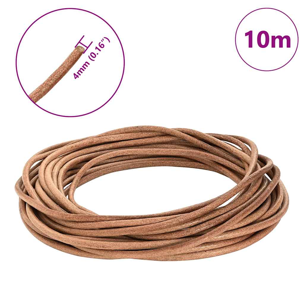 vidaXL Sznur skórzany Brązowy Ø4 mm x 10 m Skóra