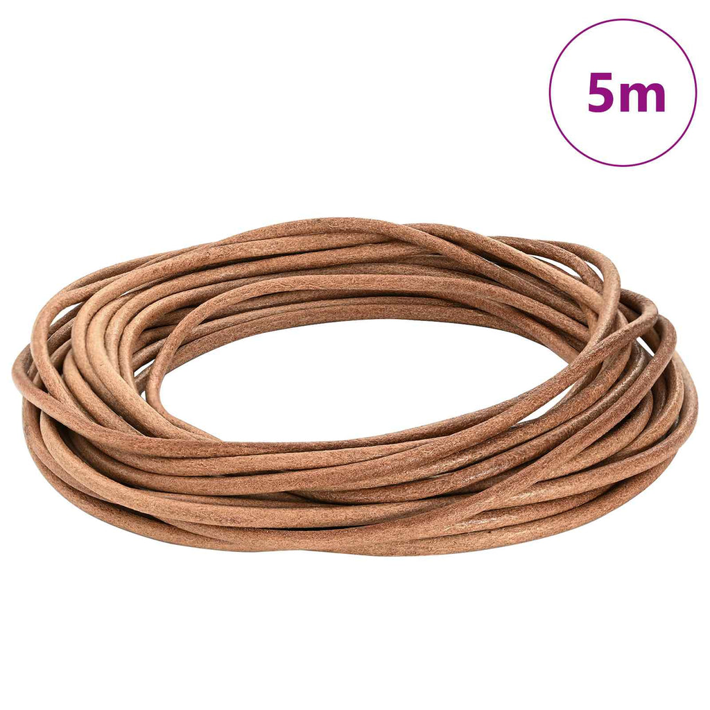 vidaXL Sznur skórzany Brązowy Ø5 mm x 5 m Skóra