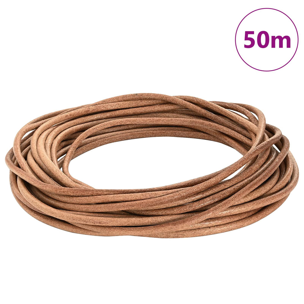 vidaXL Sznur skórzany Brązowy Ø5 mm x 50 m Skóra