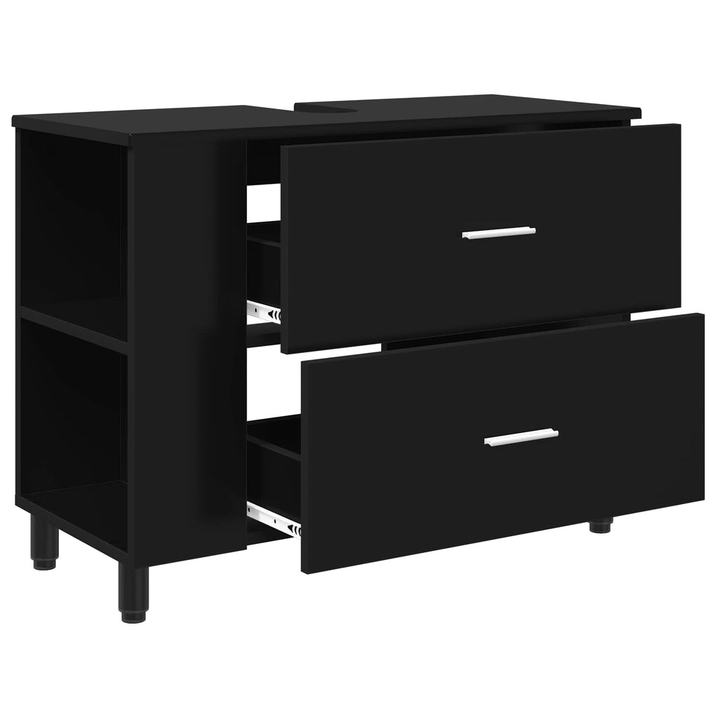 vidaXL Jednostka toaletowa Czarny 80 x 35 x 60 cm Drewno inżynieryjne