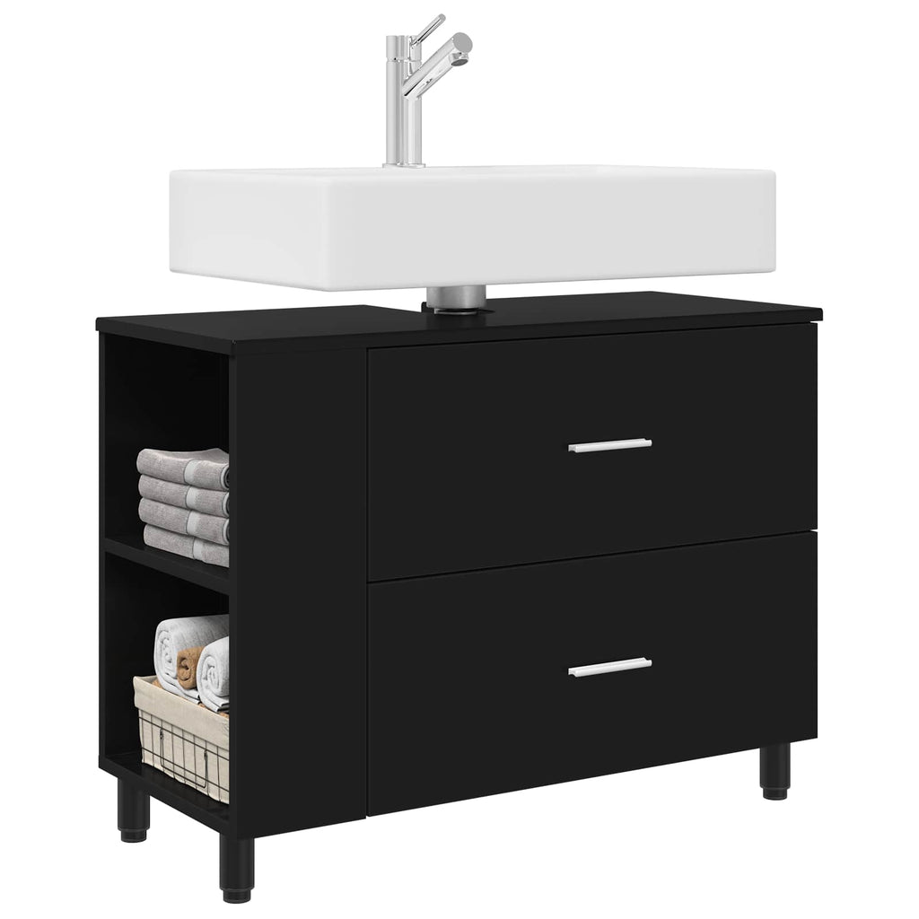 vidaXL Jednostka toaletowa Czarny 80 x 35 x 60 cm Drewno inżynieryjne