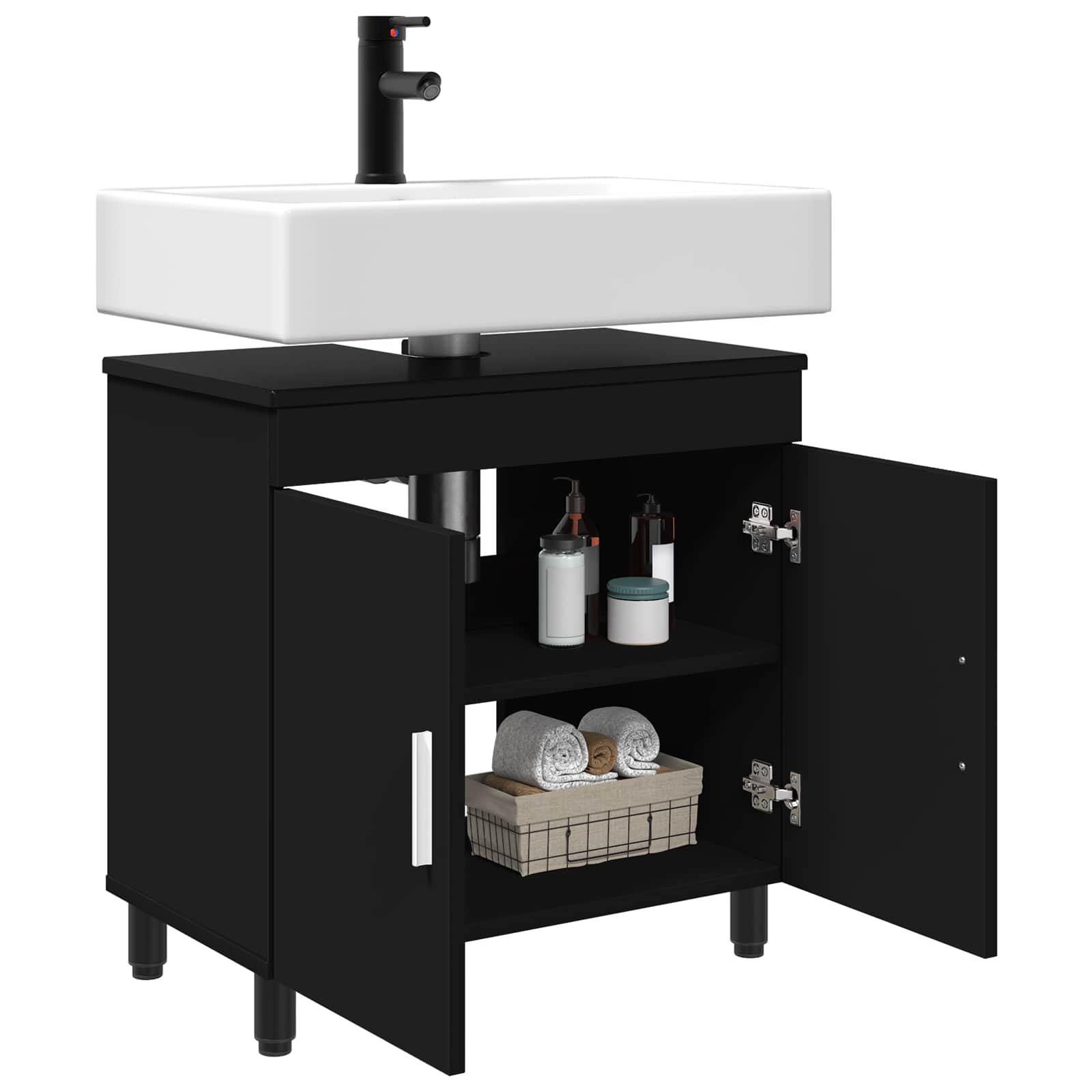 vidaXL Jednostka toaletowa Czarny 60 x 35 x 60 cm Drewno inżynieryjne