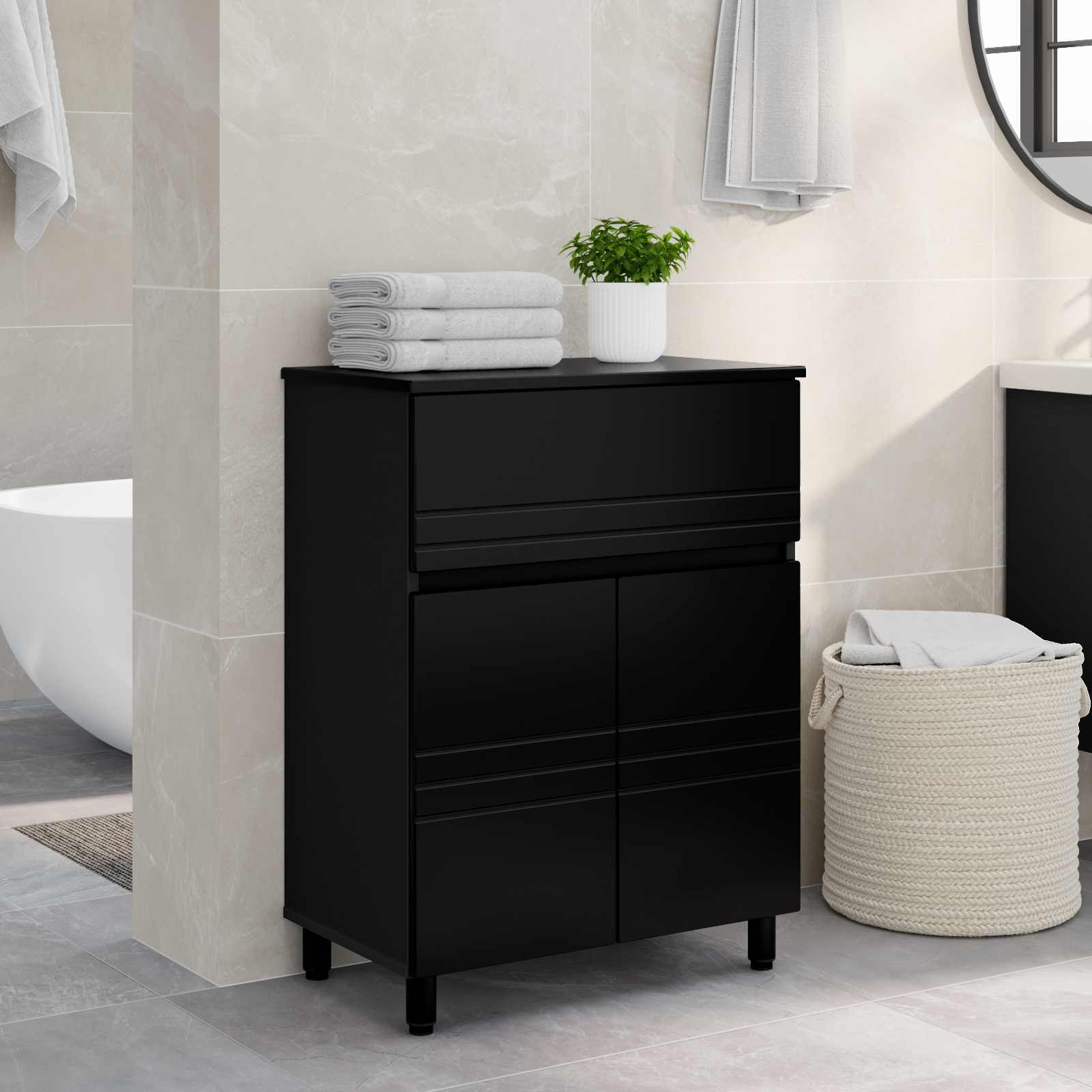 vidaXL Jednostka toaletowa Czarny 60 x 35 x 80 cm Drewno inżynieryjne