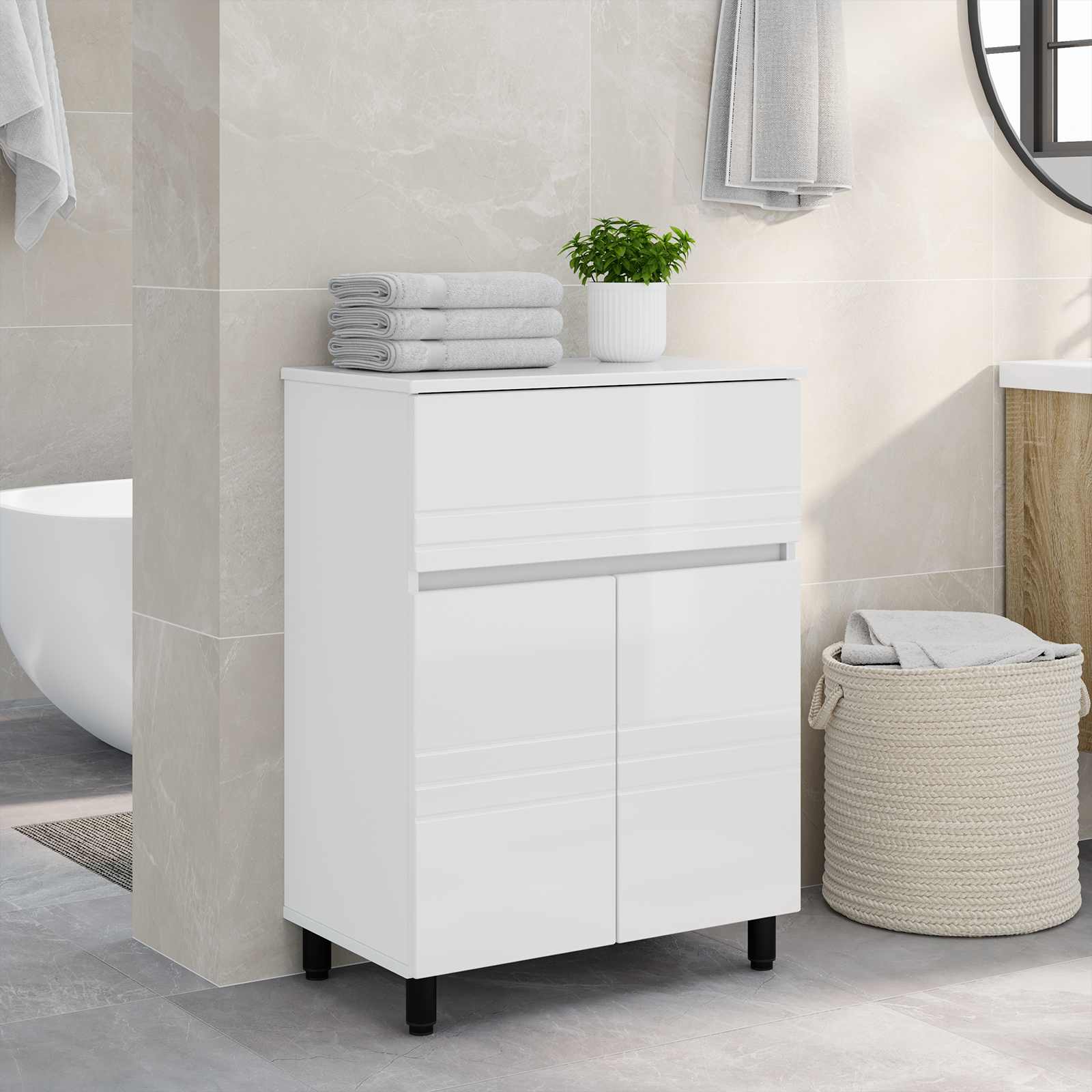 vidaXL Jednostka toaletowa Biały wysoki połysk 60 x 35 x 80 cm